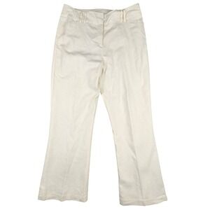 Linen Blend Pants Womens 16 Lined Cream Straight Leg Dressbarn Resortwear Casual